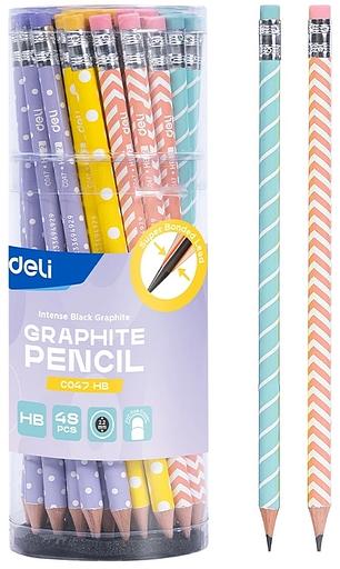 Карандаш ч/г Deli EC047-HB 2.2мм HB кругл. липа рисунок ластик фото 1