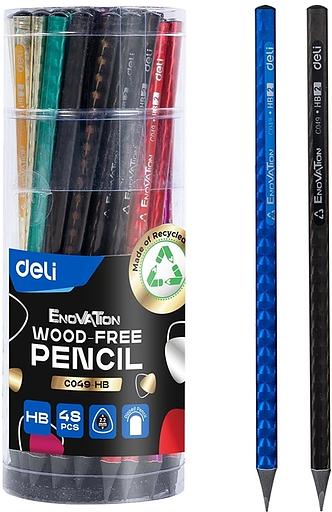 Карандаш ч/г Deli EC049-HB 2.2мм HB трехгран. ассорти фото 1