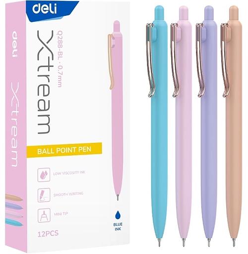 Ручка шариков. автоматическая Deli (EQ288-BL) ассорти d=0.7мм син. черн. кор.карт. игловидный пиш. наконечник фото 1