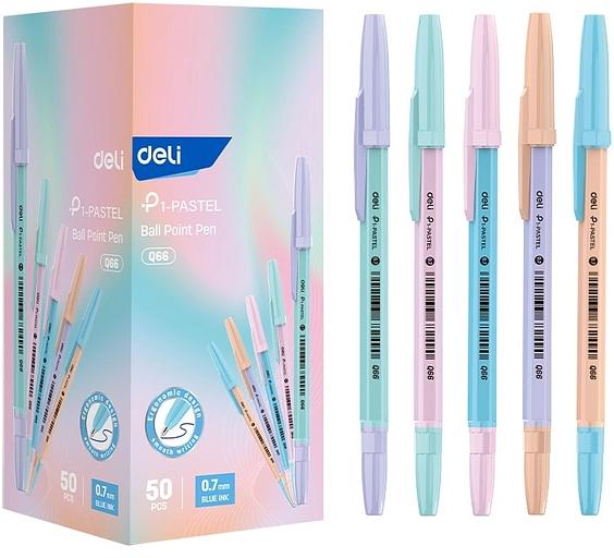 Ручка шариков. Deli P1 (EQ66) d=0.7мм син. черн. карт.уп. фото 1