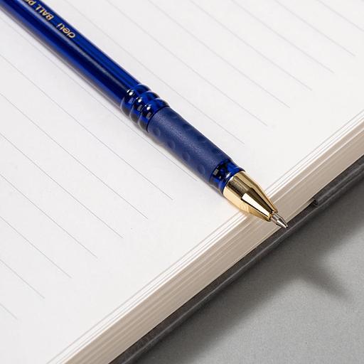 Ручка шариков. Deli EQ90 синий/золотистый d=0.7мм син. черн. карт.уп. резин. манжета чернила пониженной вязкости фото 5