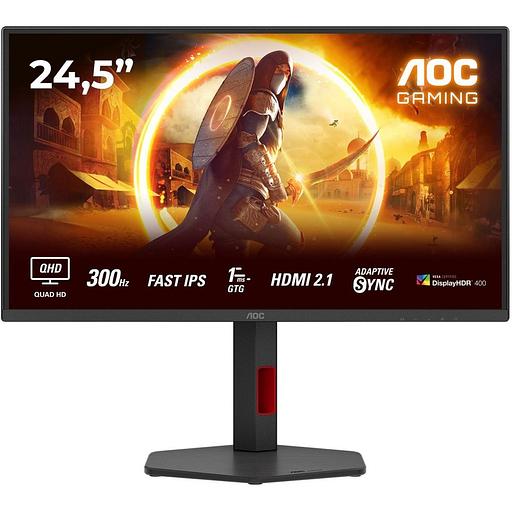 МОНИТОР 25" AOC Q25G4SR Black-Red с поворотом экрана (IPS, 2560x1440, 300Hz, 0.3 ms, 178°/178°, 450 cd/m, 1000:1,2xHDMI) фото 1