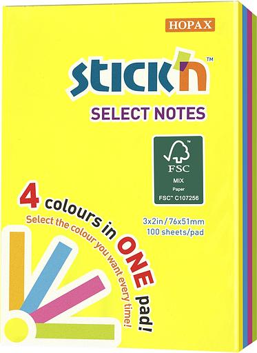 Блок самоклеящийся бумажный Stick`n Magic 21769 51x76мм 100лист. неон 4цв.в упак. фото 1