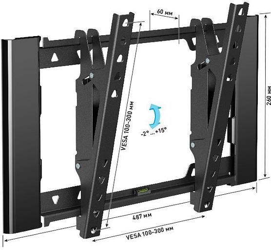 Кронштейн для телевизора Holder T3929-B черный 22"-47" макс.45кг настенный наклон фото 2