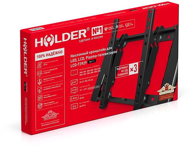 Кронштейн для телевизора Holder T3929-B черный 22"-47" макс.45кг настенный наклон фото 3