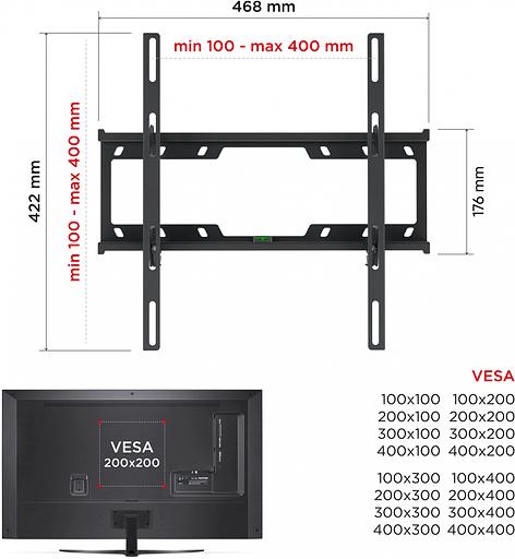 Кронштейн для телевизора Holder T4624-B черный 32"-55" макс.40кг настенный наклон фото 7
