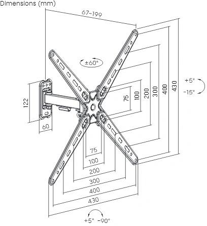 Кронштейн для телевизора Ultramounts UM957 черный 13"-55" макс.25кг настенный поворот и наклон фото 5