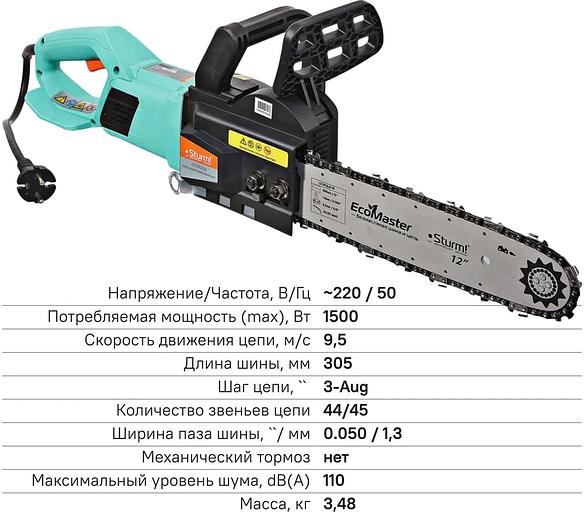 Цепная пила Sturm! CC1512LN от сети 1500Вт дл.шины:12" (30cm) фото 10