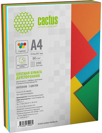 Бумага Cactus CS-CPC-A480200 A4/80г/м2/200л./радуга интенсив (5цветов) фото 1