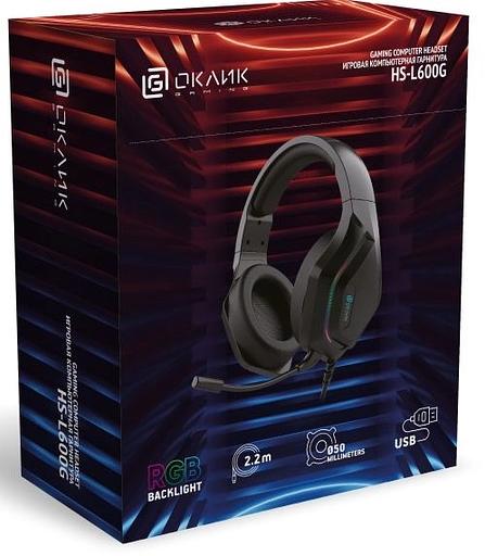 Наушники с микрофоном Оклик HS-L600G черный 2.2м мониторные USB оголовье (1939588) фото 7