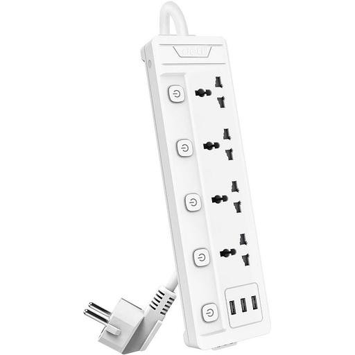 Сетевой фильтр универсальный Deli ET411/ 4розетки + 3USB, 2 м фото 1