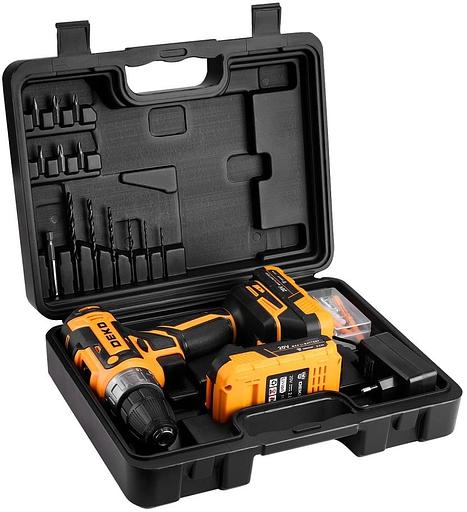 Аккумуляторная дрель-шуруповерт DEKO GCD20DU PRO в кейсе + набор 63 инструмента для дома, 20В, 2х3.0Ач [083-1039] фото 3
