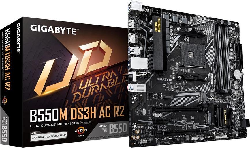 Материнская плата Gigabyte B550M DS3H AC R2 Soc-AM4 AMD B550 4xDDR4 mATX AC`97 8ch(7.1) GbLAN RAID+HDMI+DP фото 5