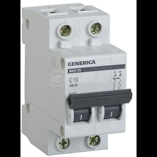 Выключатель автоматический модульный 2п С ВА47-29 10А 4.5кА GENERICA ИЭК MVA25-2-010-C фото 1
