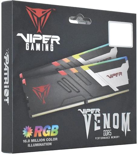 Оперативная память Patriot Memory Viper Venom RGB, DDR5, 48GB (2x24GB), 6000 MHz, CL30, с радиатором, RGB, серебристый/чёрный фото 7