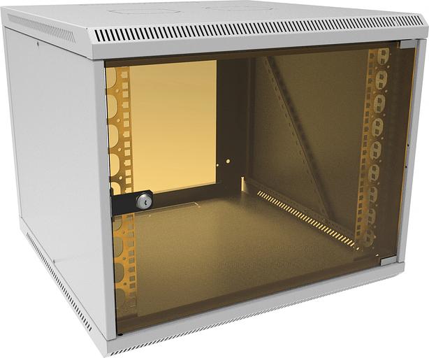 Шкаф коммутационный Suprlan (05-1096) настенный 12U 600x600мм пер.дв.стекл направл.под закл.гайки 70кг RAL 7035 535мм 22.69кг 500мм фото 1