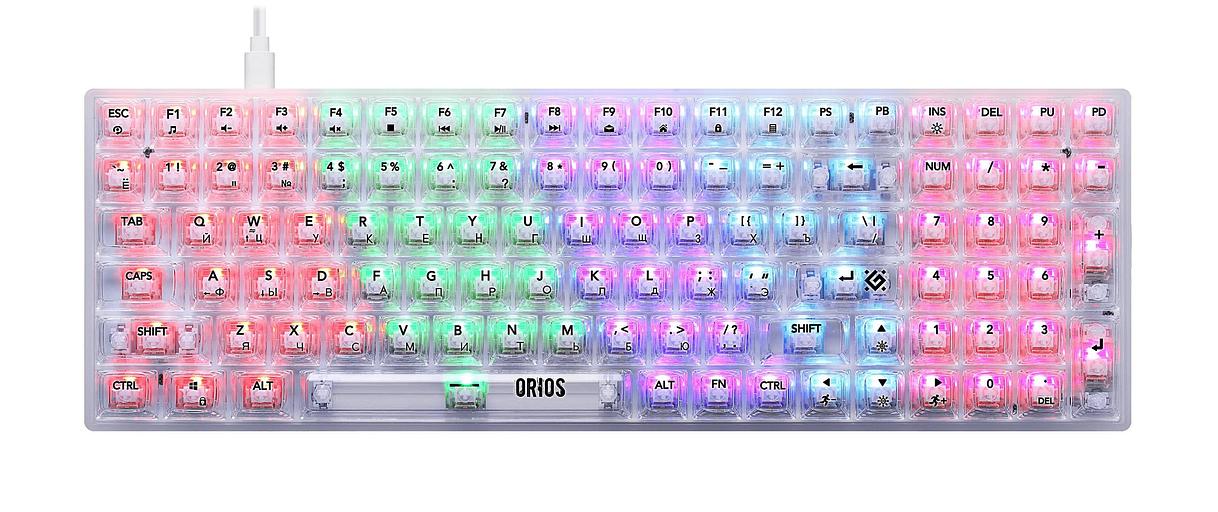 Defender Механическая клавиатура Orios GK-149 RU,прозрач,100кн+FN,радуж,1.5м_1 фото 1