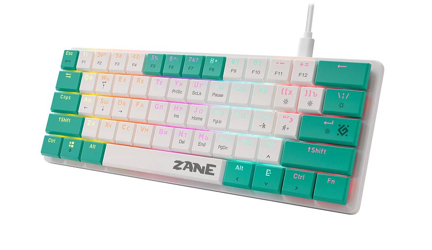 Defender Механическая клавиатура Zane GK-089 RU,бел/зелен,61кн,1.5м,LowRed_1 фото 1