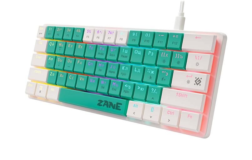 Defender Механическая клавиатура Zane GK-089 RU,зелен/бел,61кн,1.5м,LowRed_1 фото 1