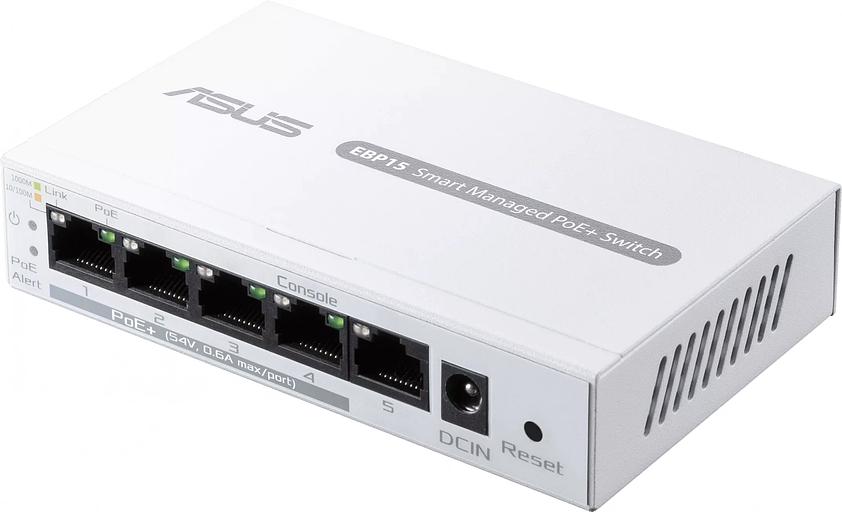 Коммутатор Asus EBP15 (L2+) 5x1Гбит/с 4PoE+ 60W управляемый фото 1