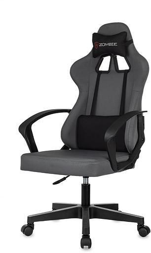 Кресло игровое Zombie 1 серый/черный крестов. пластик фото 3