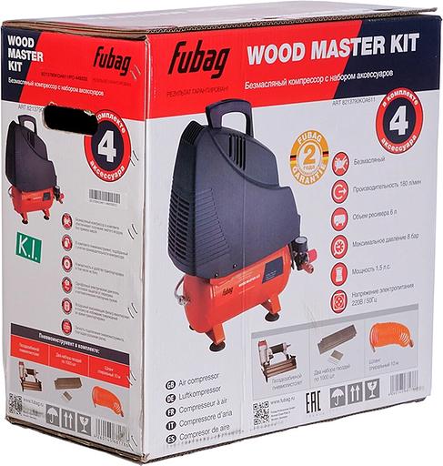 Компрессор поршневой Fubag Wood Master Kit безмасляный 180л/мин 6л 1100Вт красный/черный фото 6