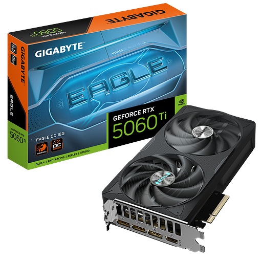 Видеокарта Gigabyte RTX5060Ti EAGLE OC 16GB GDDR7 128 bit 3xDP HDMI 2FAN RTL фото 1