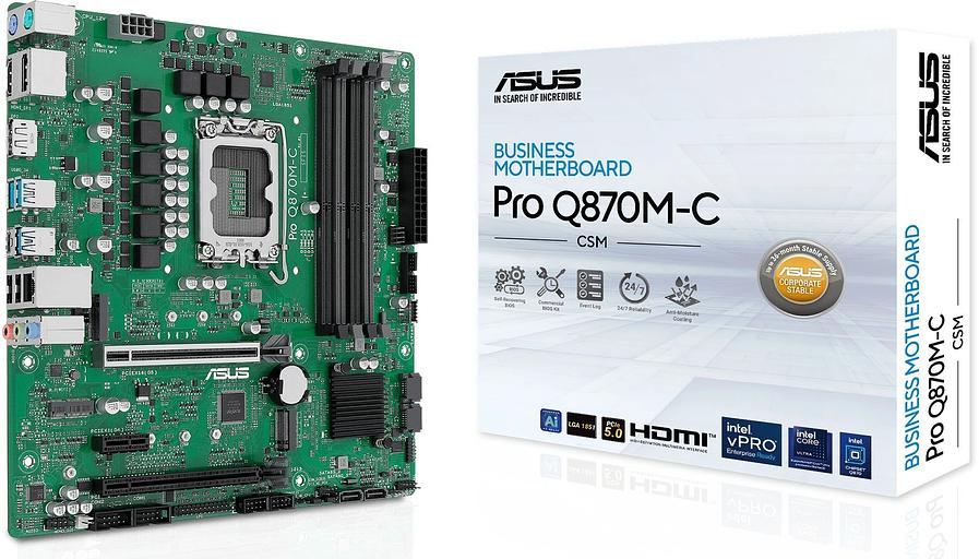 Материнская плата ASUS PRO Q870M-C-CSM, LGA1851, Q870, 4*DDR5, 4*SATA, 2*M.2, 3*USB 3.2, 2*USB 2.0, Type-C, 2*PCIx16, 1*PCIx1, 2*DP+VGA, mATX; 90MB1KEP-M0EAYC фото 8