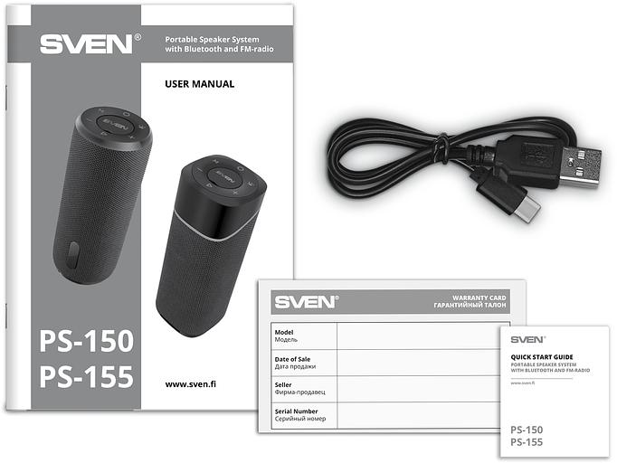 SVEN PS-150, черный (10 Вт, Waterproof (IPx4), TWS, Bluetooth, FM, USB, 1200мА*ч) фото 10