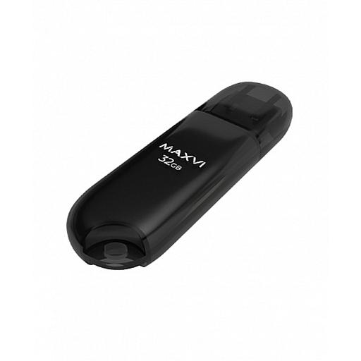 Maxvi USB Drive 32GB P1 black, монолит с колпачком, ABS пластик, USB 2.0 фото 1
