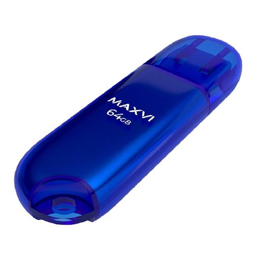 Maxvi USB Drive 64GB P1 blue, монолит с колпачком, ABS пластик, USB 2.0 фото 1