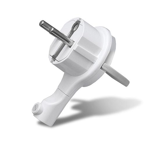 Вилка-невидимка с заземлением белая 16А 250В фото 1