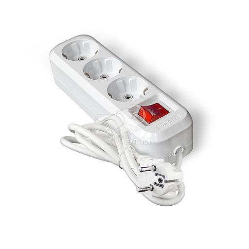 Удлинитель 3х2м S-303 с заземлением с выключателем ПВС 3х1 фото 1