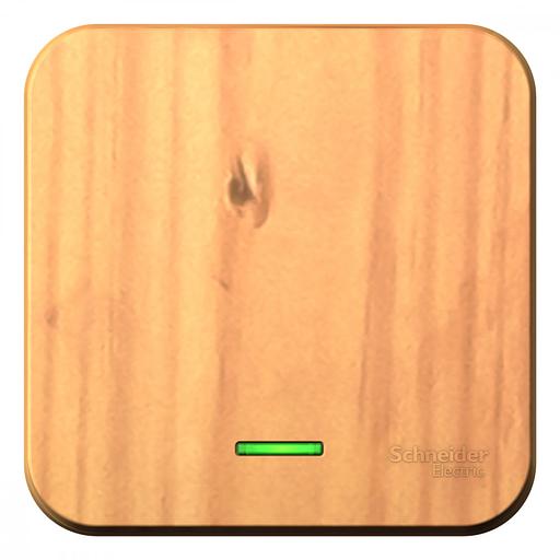 BLANCA одноклавишный выключатель наружный (cх.1) с подсветкой и изолирующей пластиной, 10а, 250b, ясень фото 1