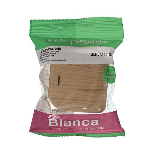 BLANCA одноклавишный выключатель наружный (cх.1) с подсветкой и изолирующей пластиной, 10а, 250b, ясень фото 2