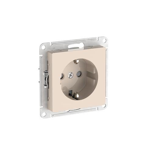 ATLASDESIGN РОЗЕТКА с заземлением со шторками, 16А, быстрозажимные клеммы, БЕЖЕВЫЙ фото 1