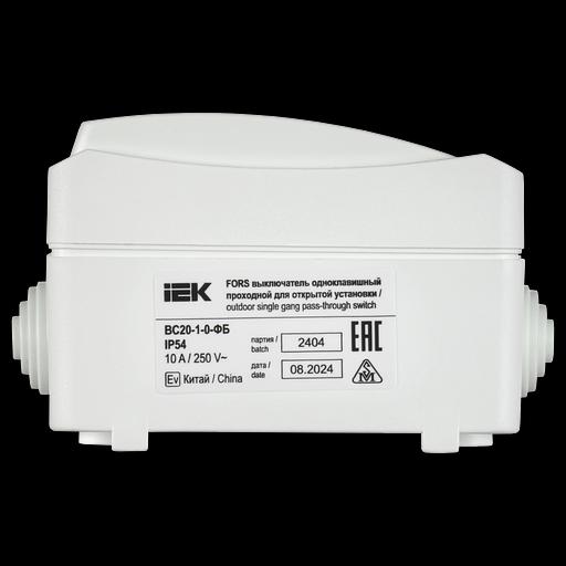 FORS Выключатель 1-клавишный проходной для открытой установки 10А IP54 ВС20-1-0-ФБ белый ФОРС фото 4