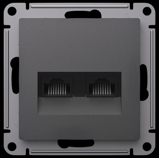 ATLASDESIGN РОЗЕТКА двойная компьютерная RJ45+RJ45, кат.5Е, механизм, БАЗАЛЬТ фото 1
