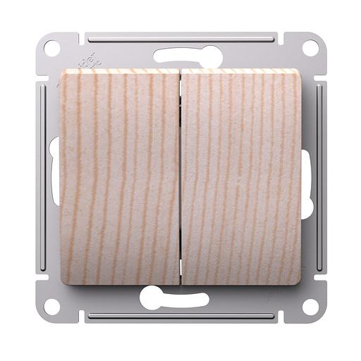 GLOSSA 2-клавишный выключатель, сх.5, 10АХ, механизм, сосна фото 1