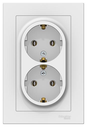 ATLASDESIGN РОЗЕТКА двойная с заземлением, 16А, в сборе, ЛОТОС фото 1