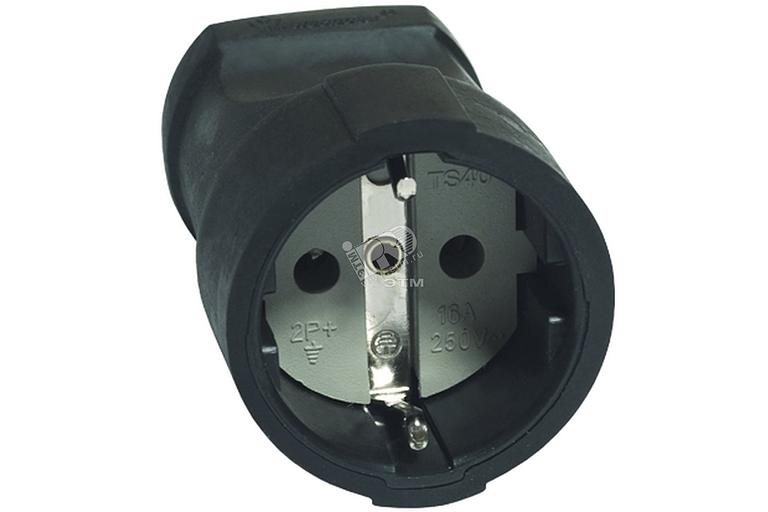 Розетка переносная с заземлением 16А прорезиненная фото 1