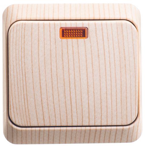 ЭТЮД Выключатель одноклавишный наружный с подсветкой сосна сх.1 фото 1