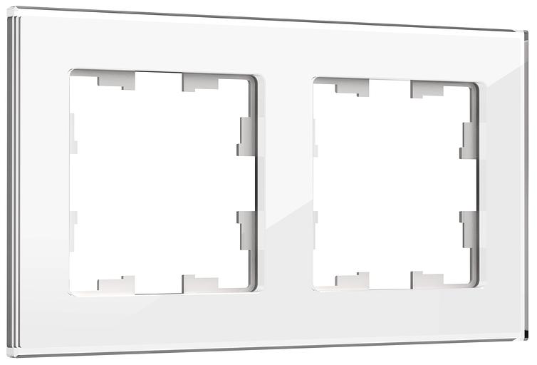 BRITE Рамка 2 поста РУ-2-2-БрБ стекло белый фото 1