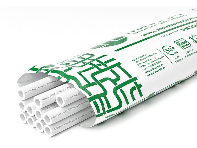 Труба полипропиленовая 25x4.2 SDR 6 PN 20 PPR белая, хлыст 4м фото 1