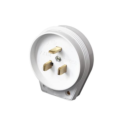 Разъем РШ-ВШ 32А 250В 2Р+РЕ скрытой установки белый фото 3