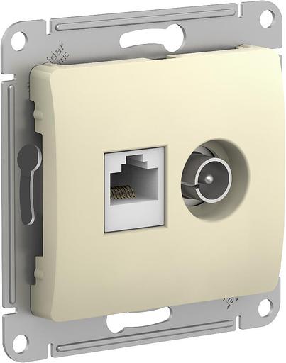 GLOSSA РОЗЕТКА двойная ТВ + компьютерная RJ45, кат. 5Е, БЕЖЕВЫЙ фото 1