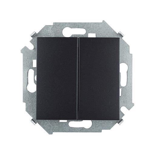 15 Выключатель двухклавишный с/у 10А 250В графит фото 1