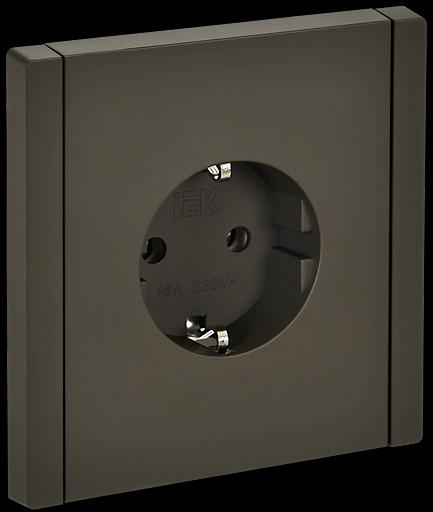 FORTE&PIANO Розетка 1-местная с заземлением без защитных шторок безвинтовое крепление 16А FP314 серый IEK фото 1
