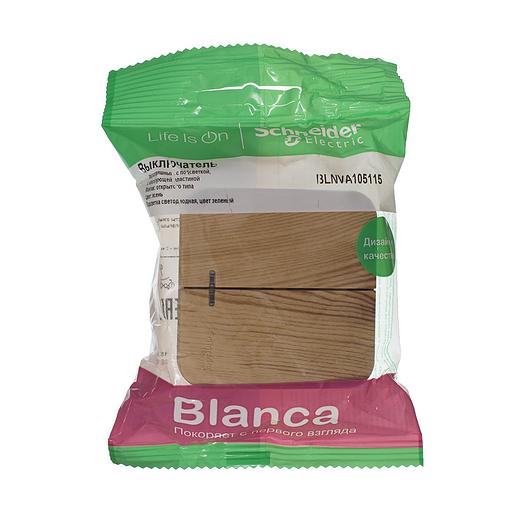 Выключатель BLANCA двухклавишный наружный (схема 5) с подсветкой и изоляционной пластиной 10а 250b ясень фото 2