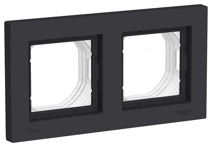 ATLASDESIGN AQUA 2-постовая РАМКА IP44, КАРБОН фото 1